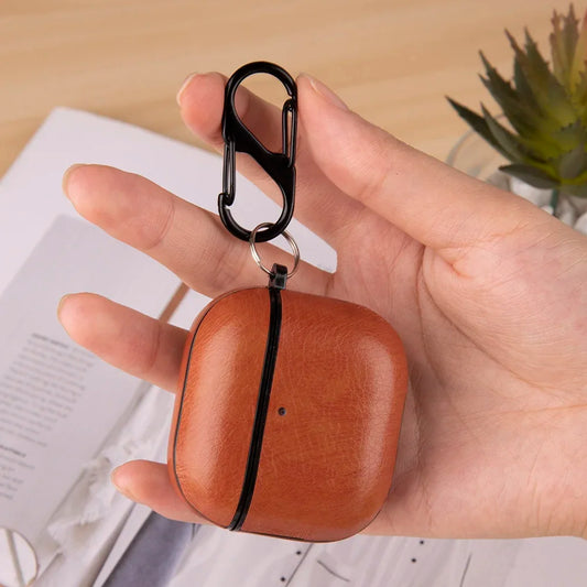 PU Leather Earphone Case For Apple AirPods With Keychain