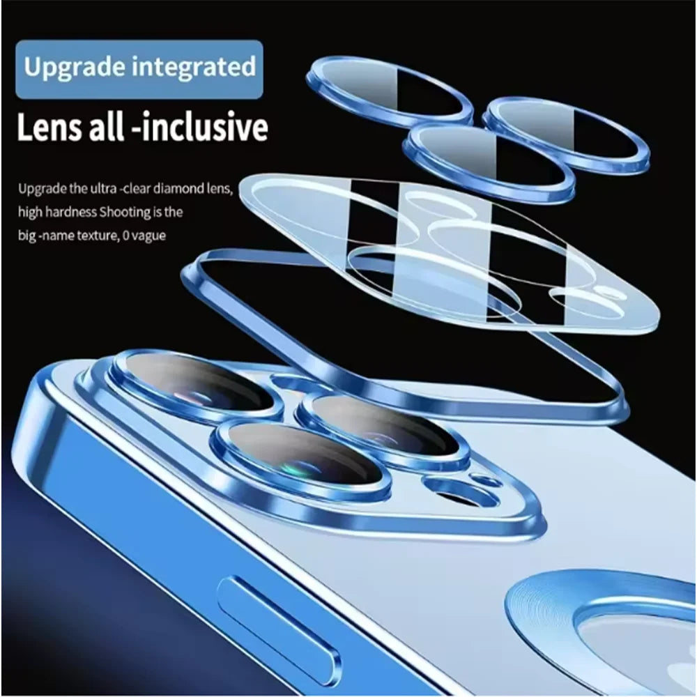 Magnetic Clear Case for iPhone with Lens Protector & Wireless Charging