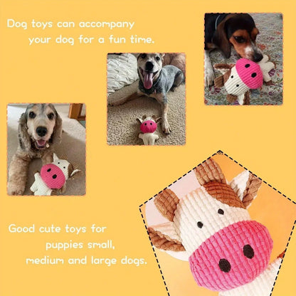 Corduroy Cow Squeaky Dog Toy