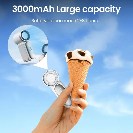 USB Rechargeable Mini Handheld Fan with Digital Display