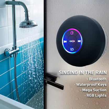 Portable Waterproof Bluetooth Speaker with Suction Cup & LED Lights