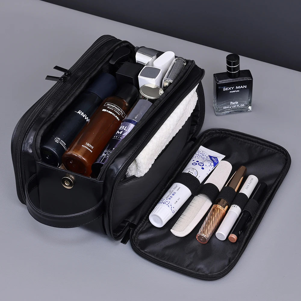 Travel PU Leather Toiletry Organizer Bag
