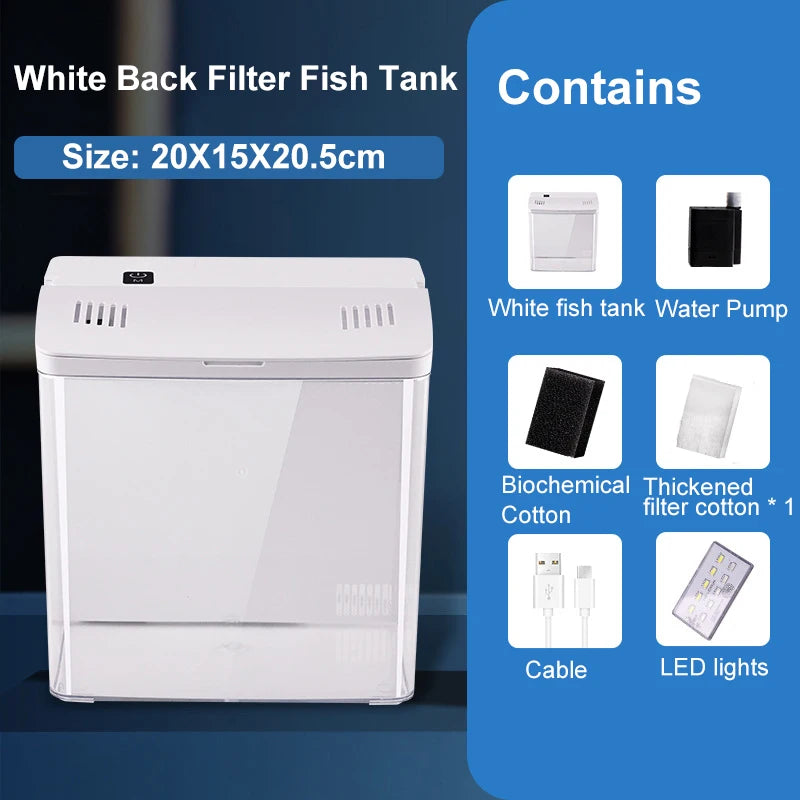 Mini USB Self-Filtering Aquarium with LED Light