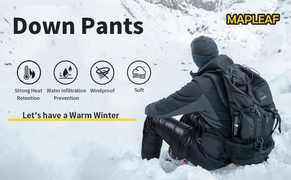 Ultralight Down Pants – 800FP Warm Waterproof Hiking Trousers