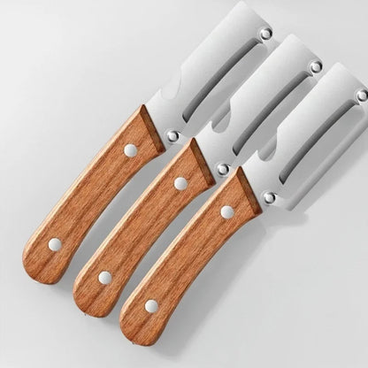 3-in-1 Stainless Steel Vegetable & Fruit Peeler with Oak Handle