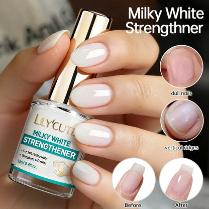 Milky White Pink Nail Strengthener – Base & Top Coat Varnish 12ml