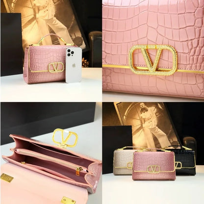 Elegant Croc-Texture Crossbody Tote Bag