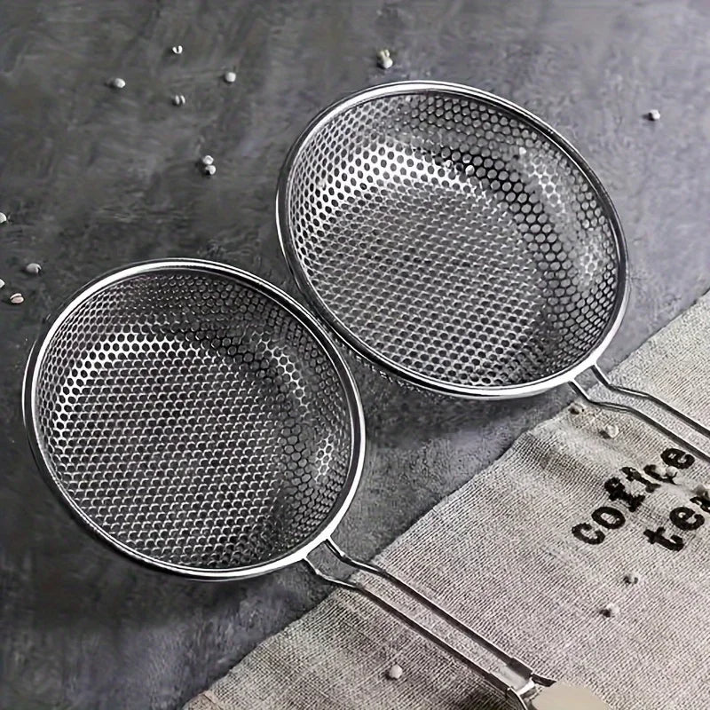 Stainless Steel Fine Mesh Skimmer Spoon with Wooden Handle