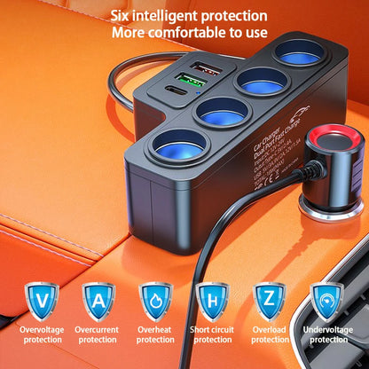 120W 4-Port Car Charging Adapter