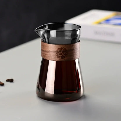 500ml Heat-Resistant Glass Coffee Carafe with Wooden Collar