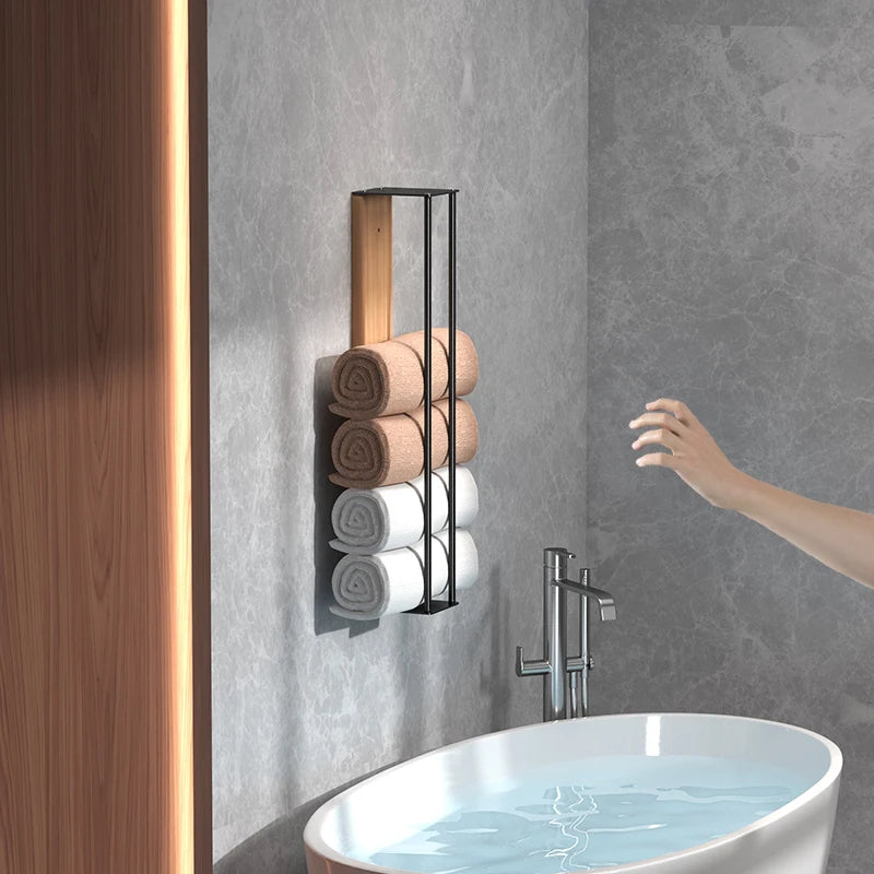Wall Mounted Wooden Towel Rack