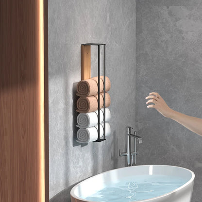 Wall Mounted Wooden Towel Rack