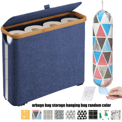 Bamboo Toilet Paper Storage Basket with Lid