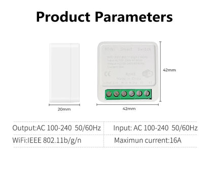 Mini WiFi Smart Switch Module 16A