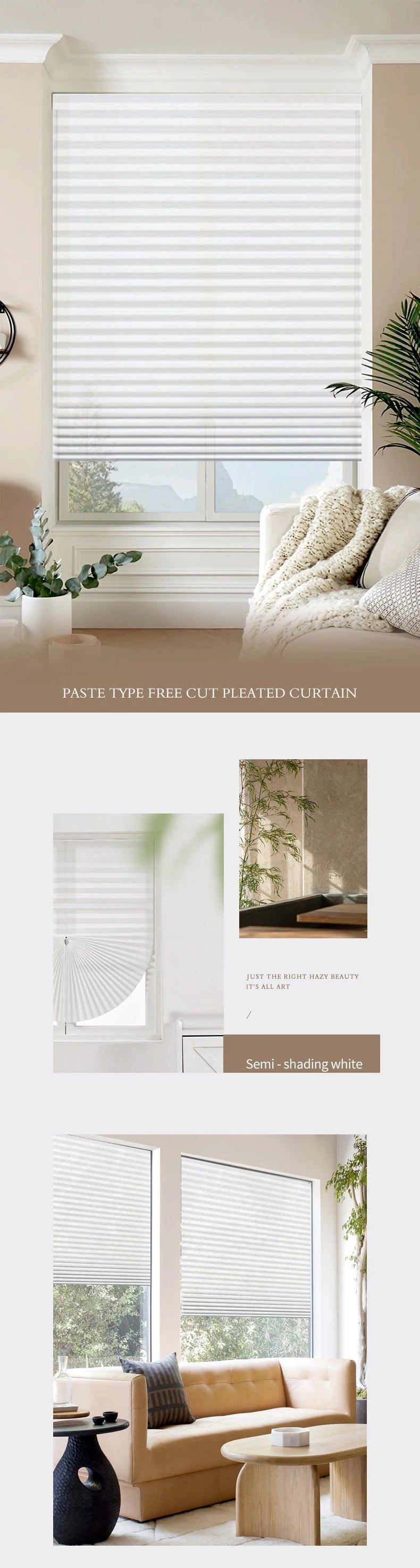 Self-Adhesive Pleated Blackout Window Blind