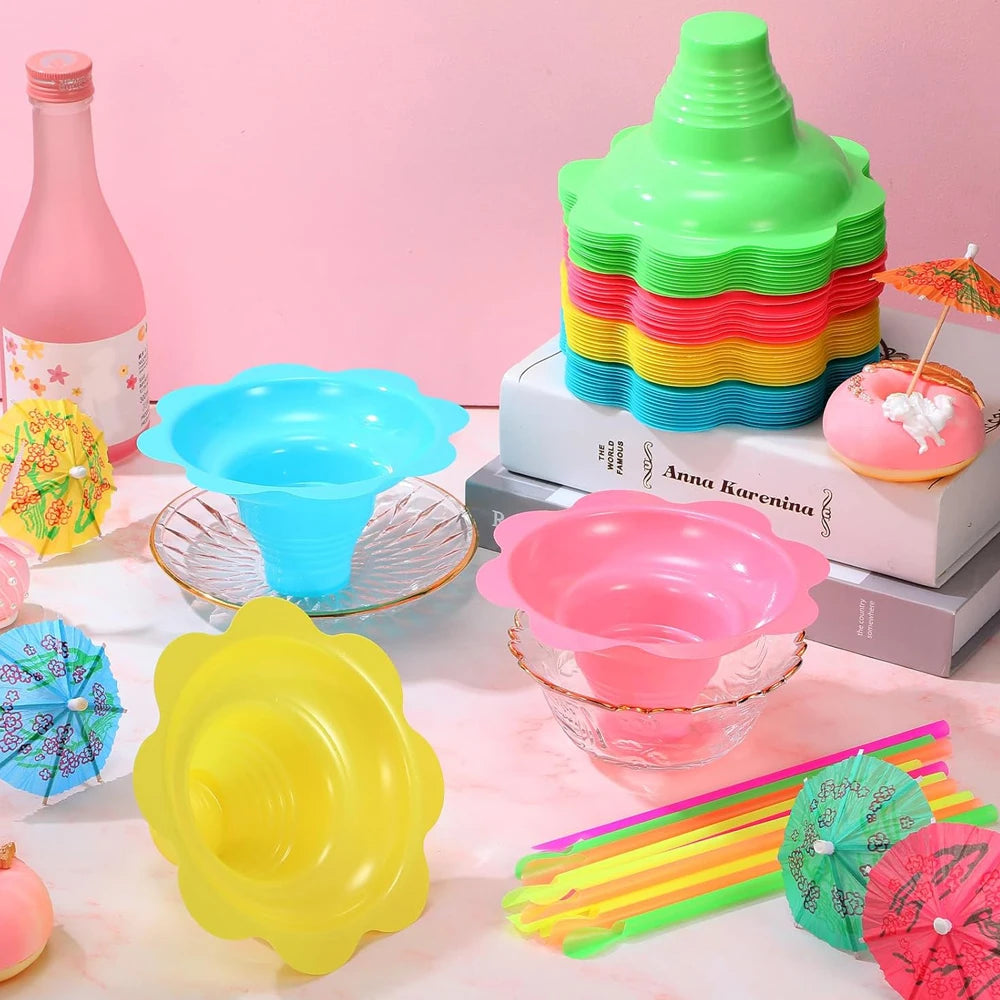 Summer Snow Cone Cups with Spoon Straws & Umbrella Kit