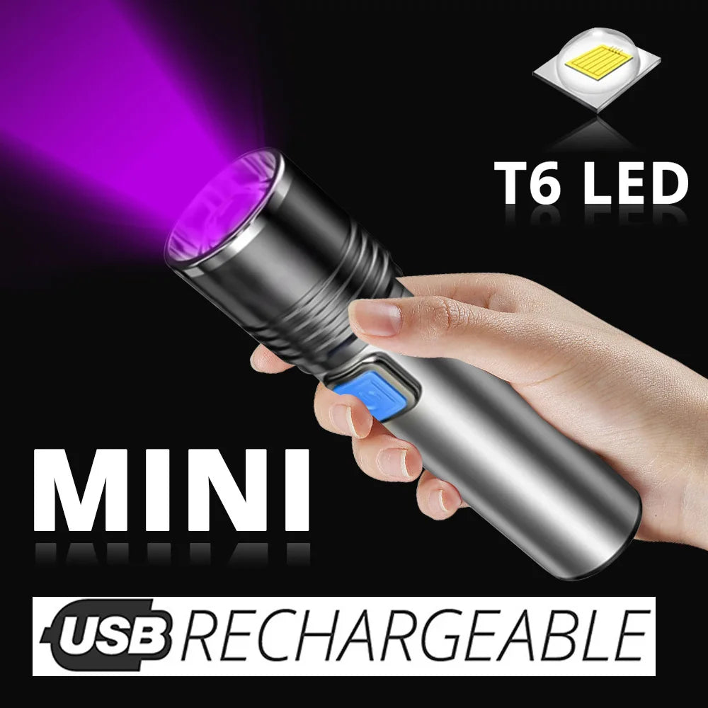 USB Rechargeable 395nm UV Flashlight