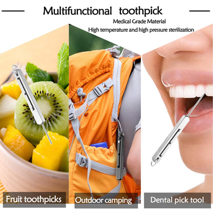 Portable Titanium Toothpick with Pocket Holder