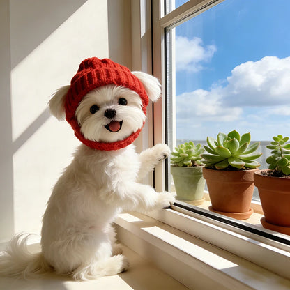 Winter Knitted Dog Hat for Small Dogs