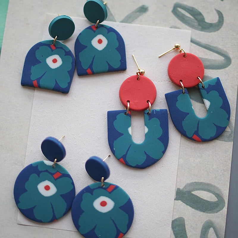 Flower Abstract Art Deco Pattern Earrings