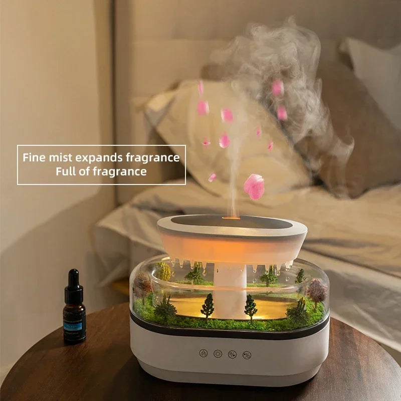 Raindrop Aroma Humidifier with White Noise & Colorful LED Light