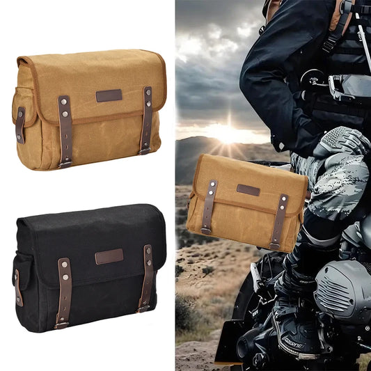 Waterproof Canvas Motorcycle Side Saddle Bag