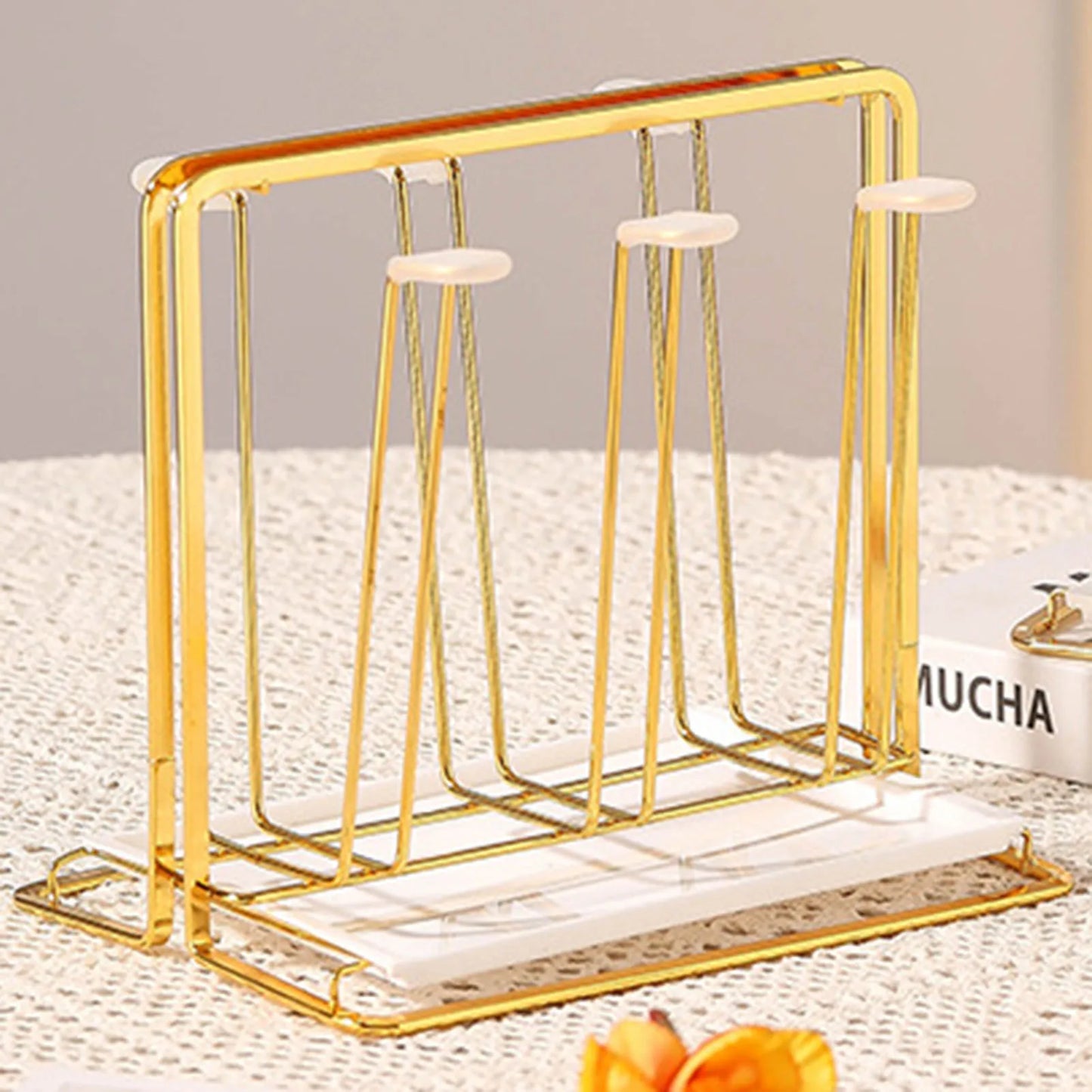 Metal Cup Drying & Drain Rack with Tray