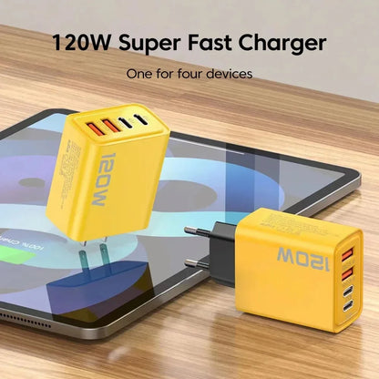 120W 4-Port USB-C & USB Fast Wall Charger