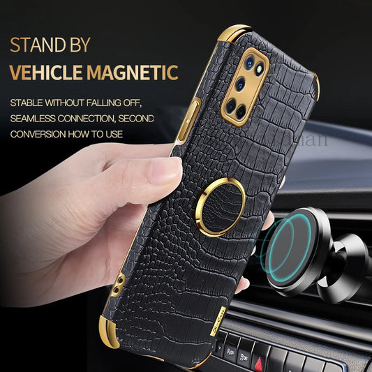 Crocodile Texture Ring Stand Phone Case