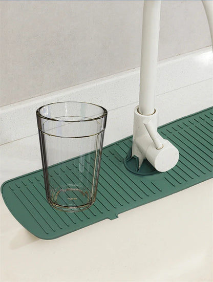 Silicone Faucet Splash Guard & Drain Mat for Kitchen & Bathroom Sinks