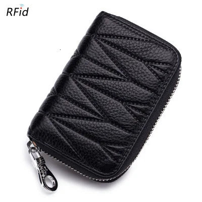 Genuine Cow Leather Zip-Around Wallet with 36 Card Slots