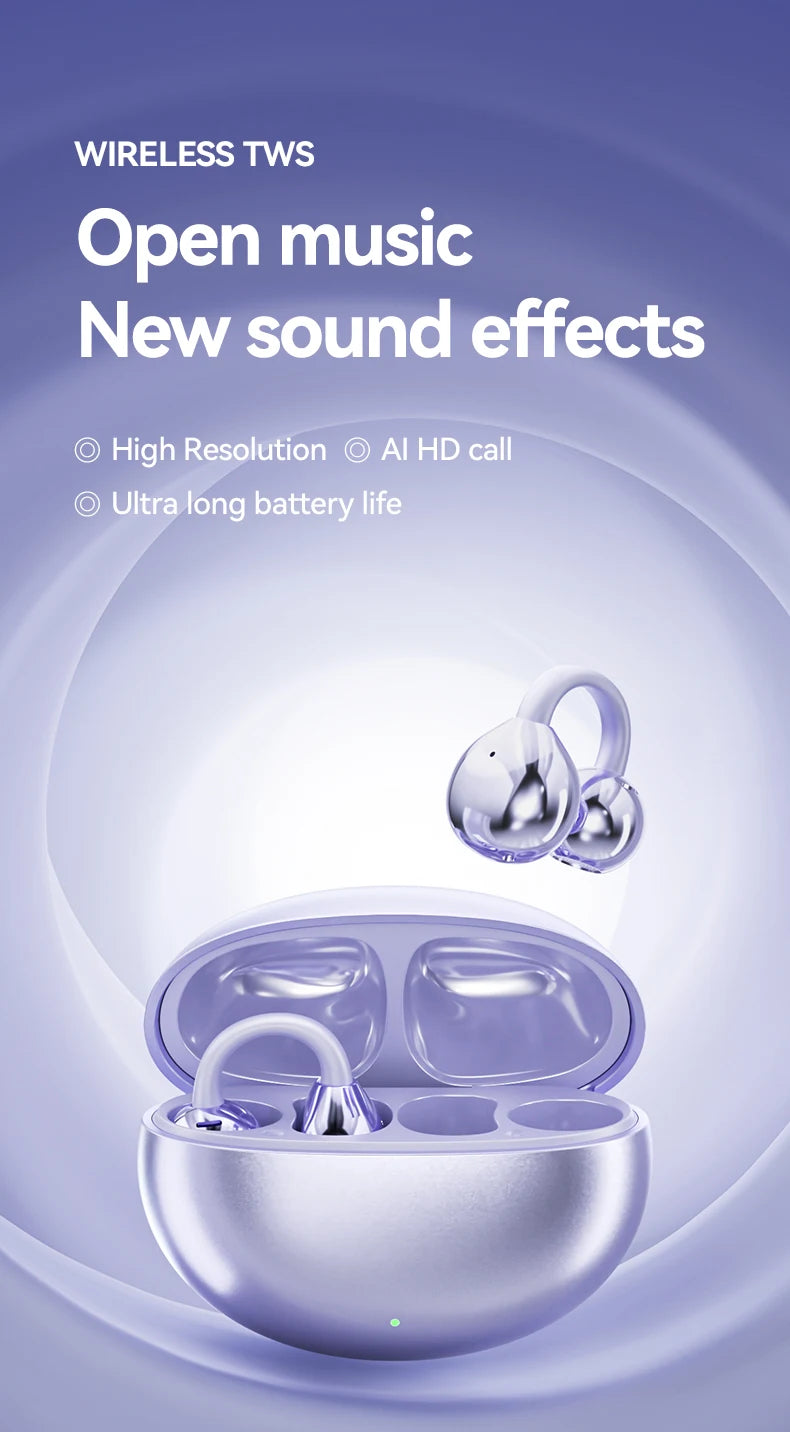M91 Wireless Ear Clip Bluetooth 5.4 Earbuds with ENC