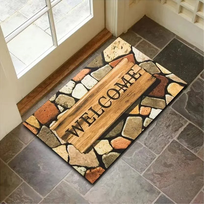 Welcome Door Mat Non-Slip Entryway Rug