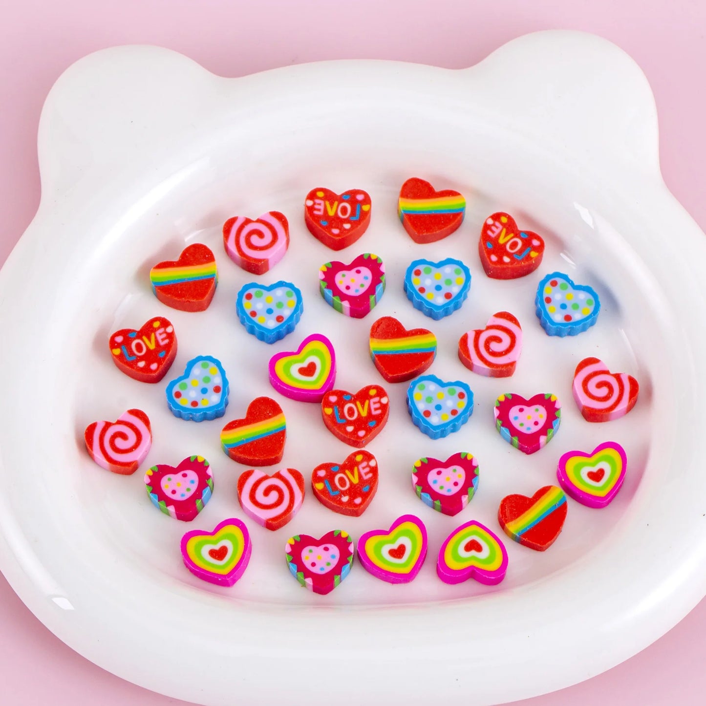 Mini Cartoon Eraser Set – Fruit, Animal & Heart Capsule Collection