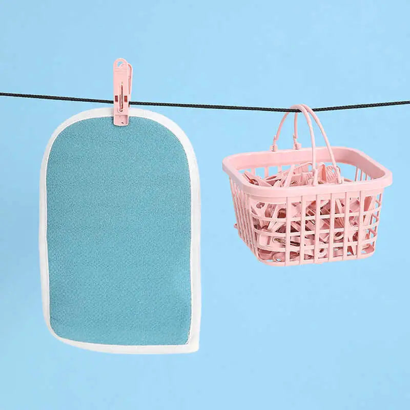 Plastic Clothespins with Storage Basket for Laundry & Home
