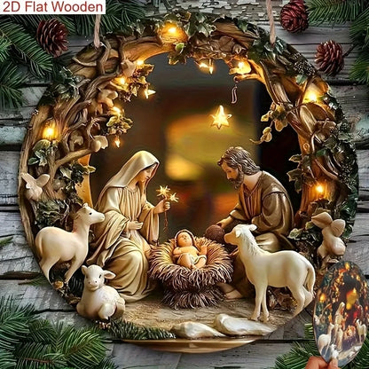 Wooden Christian Nativity Hanging Decoration