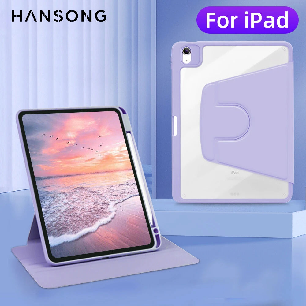 360° Rotatable Transparent Back Case for Apple iPad