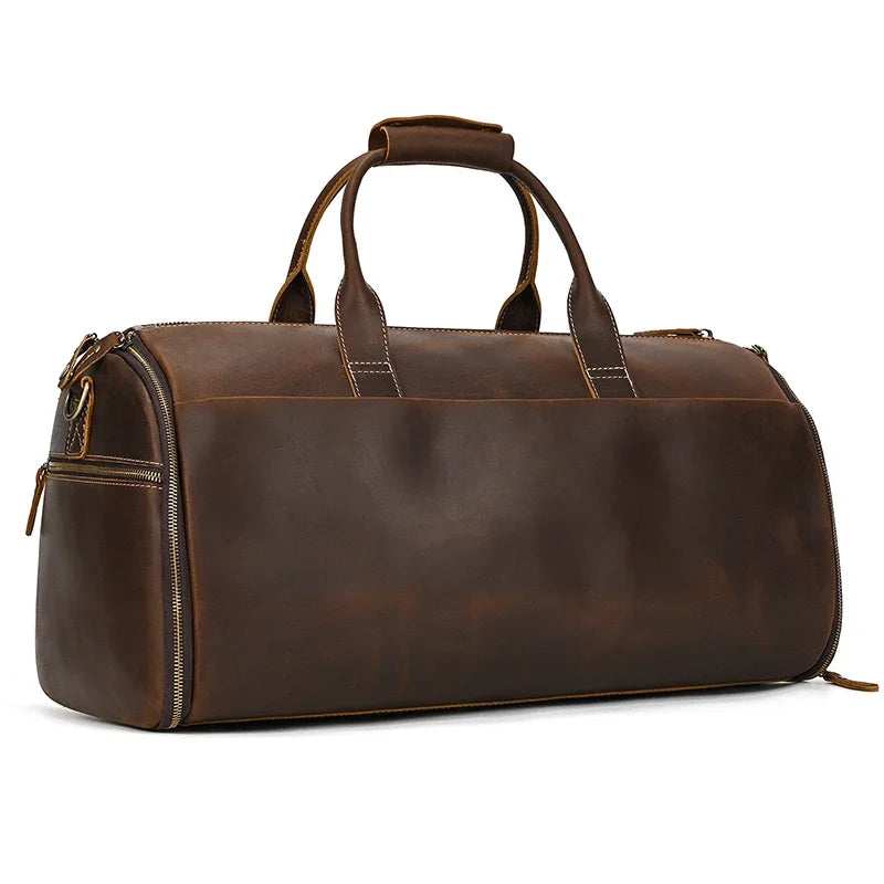 Crazy Horse Leather Travel Bag for Suits