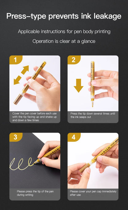 Metallic Acrylic Paint Marker Pens Set