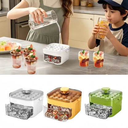 50-Grid Press Ice Cube Maker with Storage Box