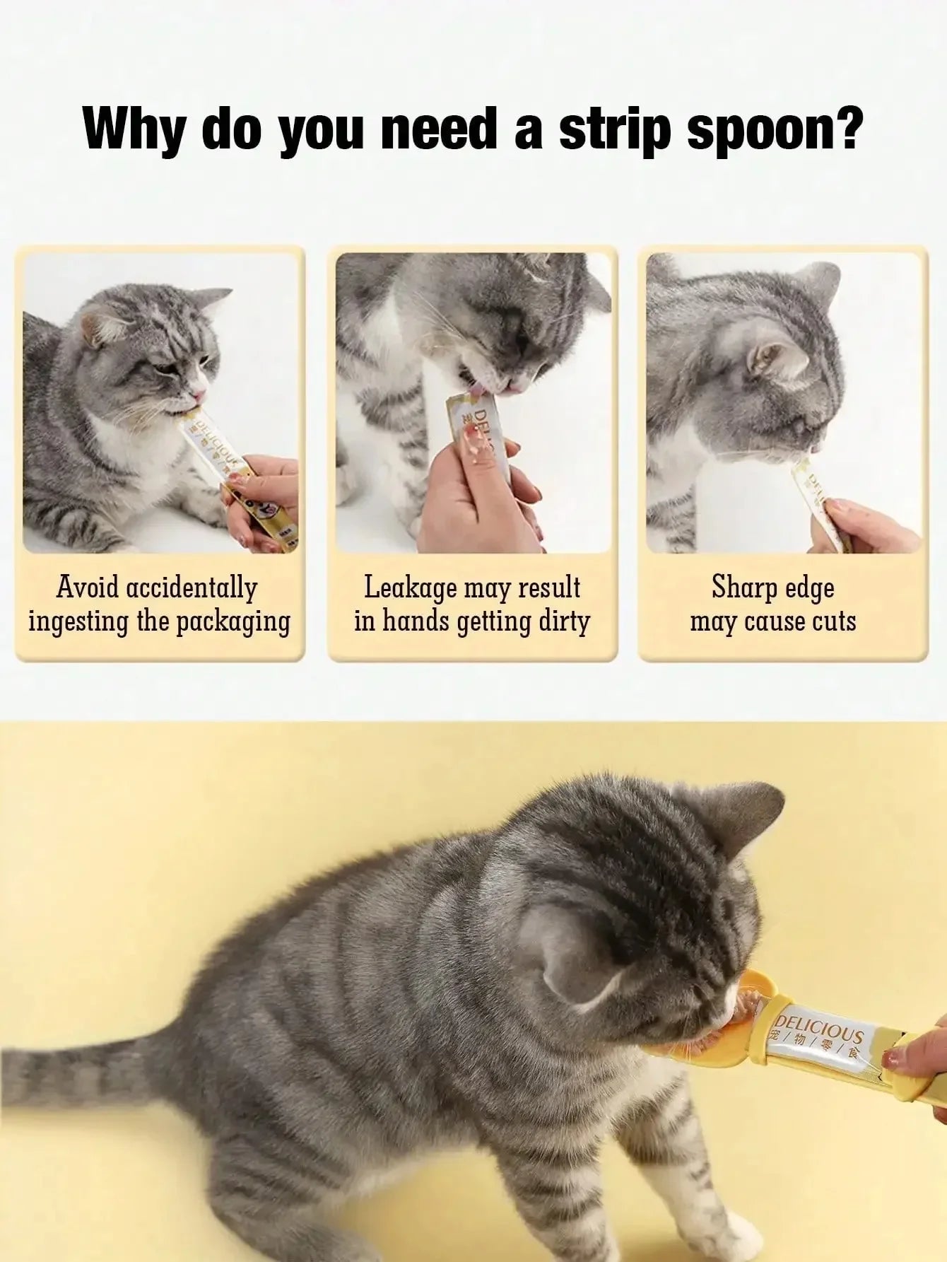 Long Handle Cat Wet Food Squeeze Spoon