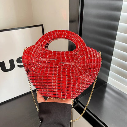 Metallic Acrylic Woven Handbag