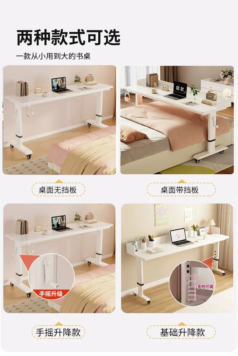 Adjustable Overbed Laptop Desk with Hand Crank & Wheels