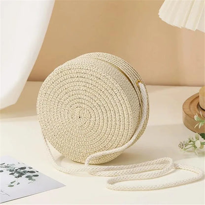 Woven Straw Crossbody Handbag