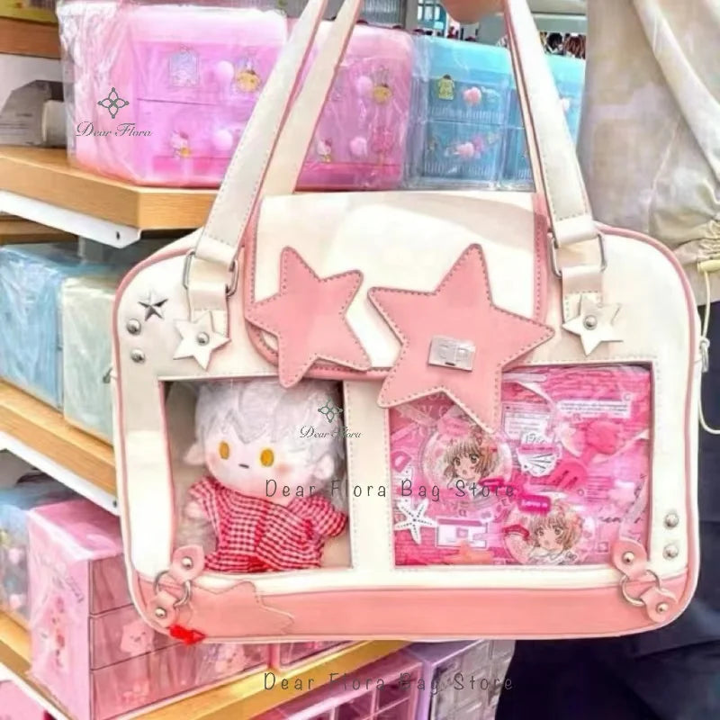Transparent DIY Ita Shoulder Bag for Pins & Collectibles