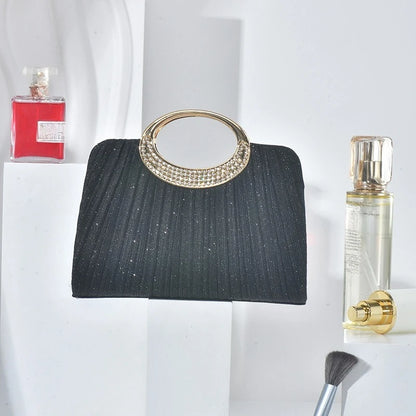 Pleated Shimmer Evening Clutch Bag