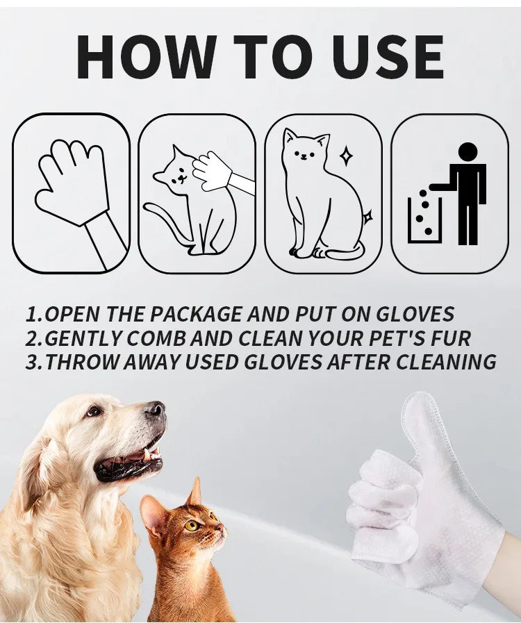 Pet Grooming Cleaning Glove Wipes