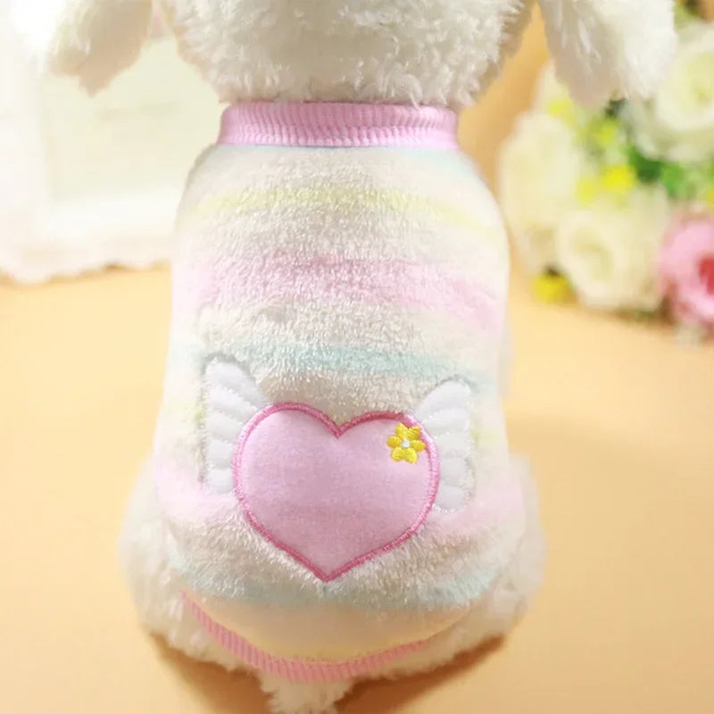 Fleece Dog Vest – Warm Cartoon Clothes for Small Dogs