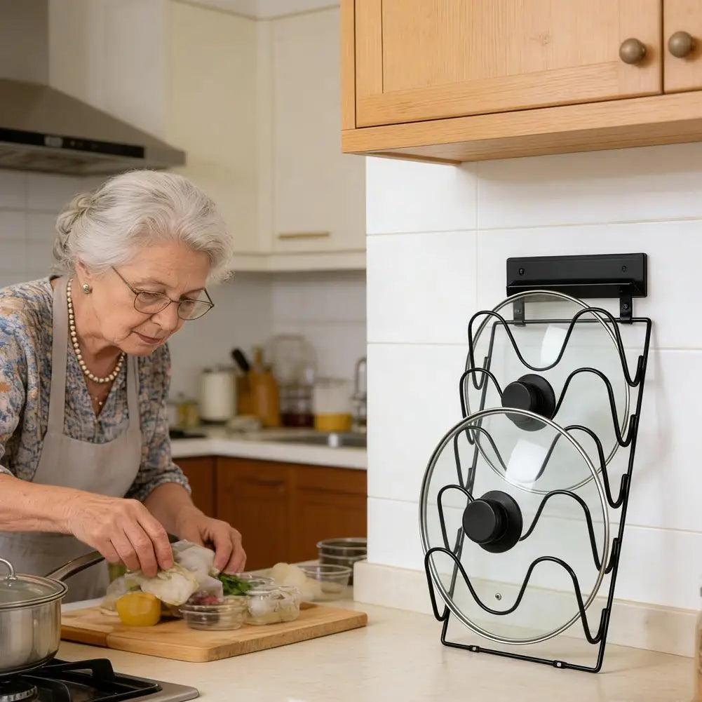 Wall Mounted Pot Lid Organizer Rack