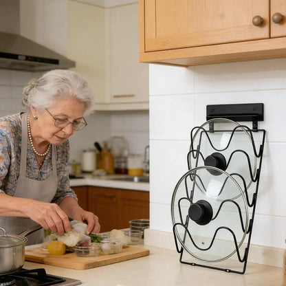 Wall Mounted Pot Lid Organizer Rack